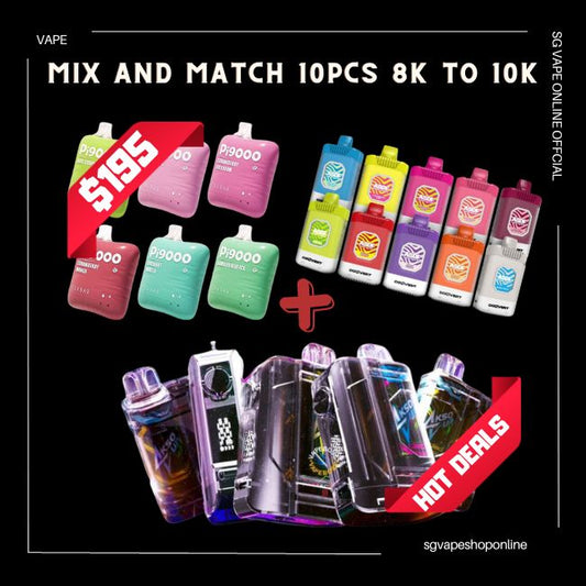 Looking for a bundle set of disposable vapes? Visit our vape shop in Singapore and check out our range of options, including Akso Supa, Vapetape, Aladdin, Elfbar and more. Find the best deals at SG Vape Shop.